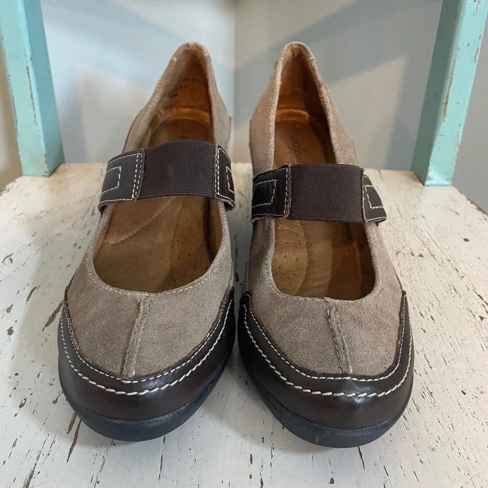 NaturalSoul By Naturalizer‎ Ivani Brown Suede Mary Jane Wedges Shoes Women's 9 M